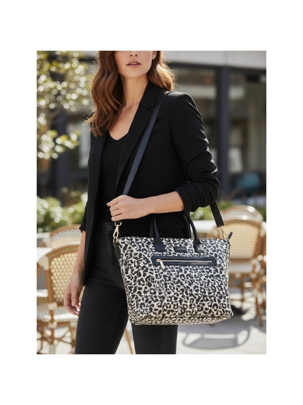 Trina Turk Leopard Print Tote Bag Detachable Strap OS NWT